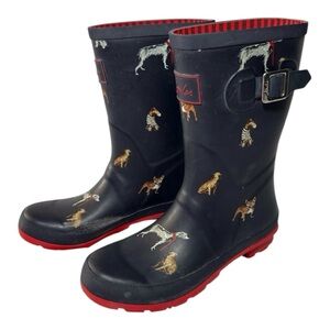 Joules Dog Print Welly Rain Boots US 8